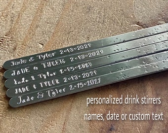 Custom drink stirrers unique wedding gift favors for guests bridal shower favors swizzle sticks metal cocktail stirrers personalized gift