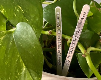 Personalized Teacher Plant Stick: Engraved Aluminum Teacher Appreciation Gift