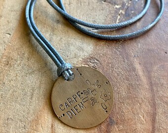 Carpe diem necklace mantra necklace seize the day pendant necklace motivation necklace empowering inspirational encouragement gift