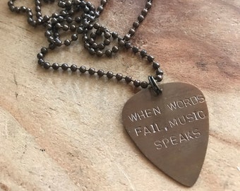 Mens necklace personalized custom guitar pick necklace guitar player gift music necklace engraved guitar pick necklaces for men