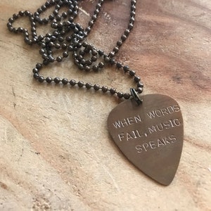 Mens necklace personalized custom guitar pick necklace guitar player gift music necklace engraved guitar pick necklaces for men