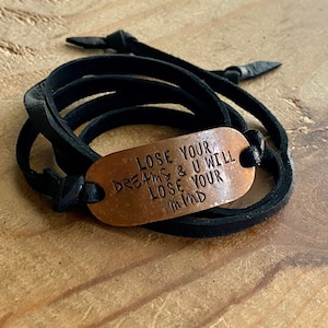 Custom Copper Wrap Bracelet: Personalized Leather Boho Jewelry Gift