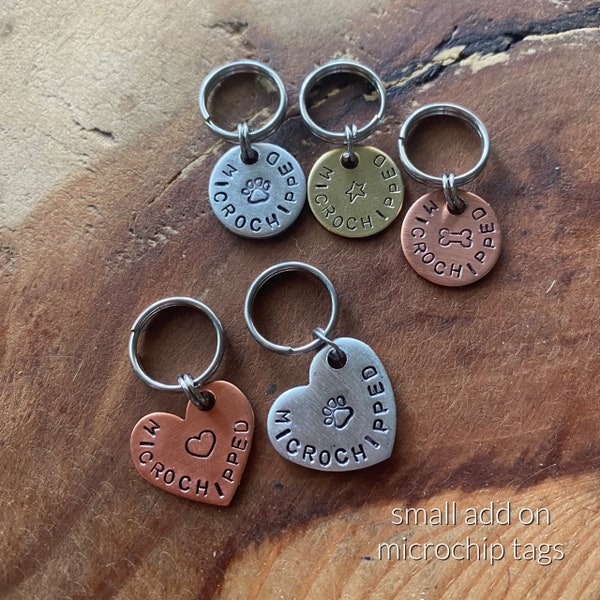 Add on tiny tag copper small pet id tag silver microchipped pet tag microchip tag tiny dog tag microchipped cat tag microchip dog tag brass