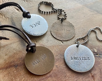 Custom Stamped Bottle Tag: Silver Aluminum or Brass Decanter Label
