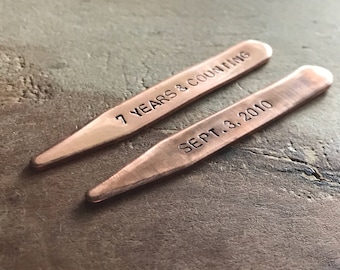 Copper collar stays copper anniversary seventh anniversary husband anniversary gift anniversary gifts by year collar stays personalized