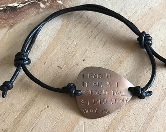 Custom guitar pick guitar pick bracelet mens leather bracelet guitar pick personalized engraved braceletsmusic bracelet