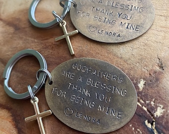 Godfather keychain godmother keychain godparent gifts for baptism godmother gift godfather gift baptism gift godparent keychain set