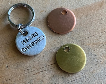 Microchipped Pet ID Tag: Aluminum, Copper, or Brass