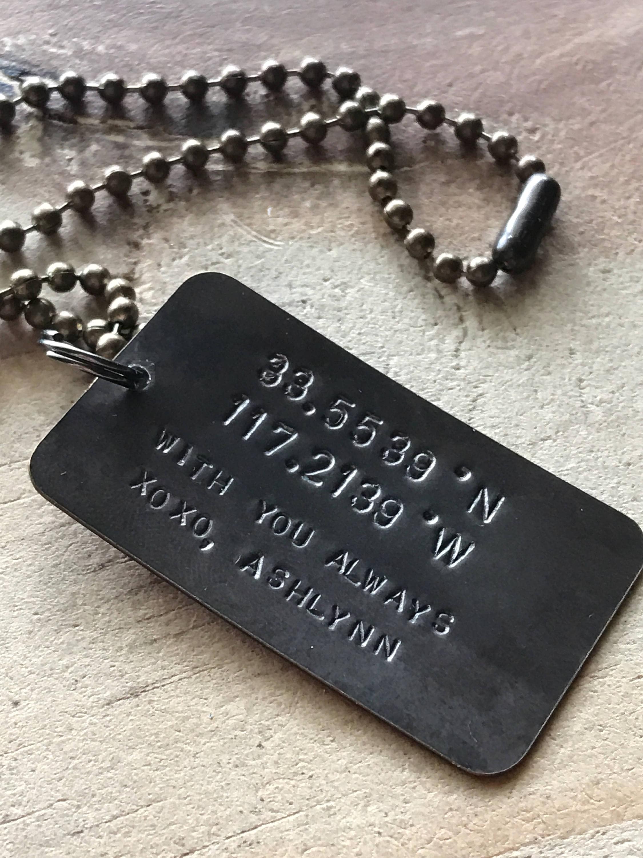 Dog tag coordinates latitude longitude necklace coordinate Etsy