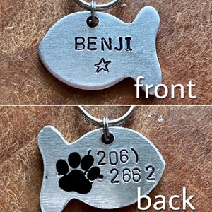 Cat id tag cat tag custom cat tag small pet id tag personalized cat tag cat name tag pet name tag silver name tag fish id tag pet tag image 2