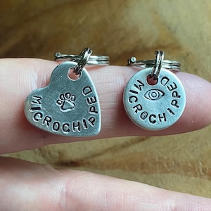 Add on tiny cat id tag small pet id tag microchipped pet id tag microchip tag  tiny dog tag  microchipped cat tag microchipped dog tag