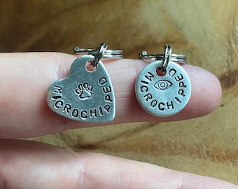Microchipped Pet ID Tag: Aluminum Circle or Heart, Custom Symbol