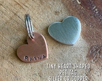 tiny heart pet id tag tiny pet id tag cat id tag small pet id tag tiny dog tag cat tag dog name tag small dog pet id tag teeny tiny pet tags