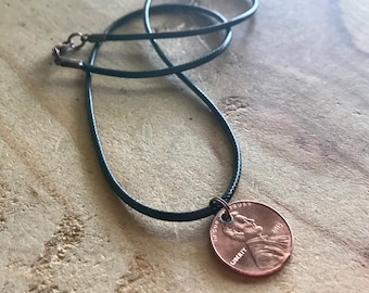 Penny necklace pendant stamped penny coin necklace coin pendant personalized penny lucky charm custom year necklace custom penny necklace