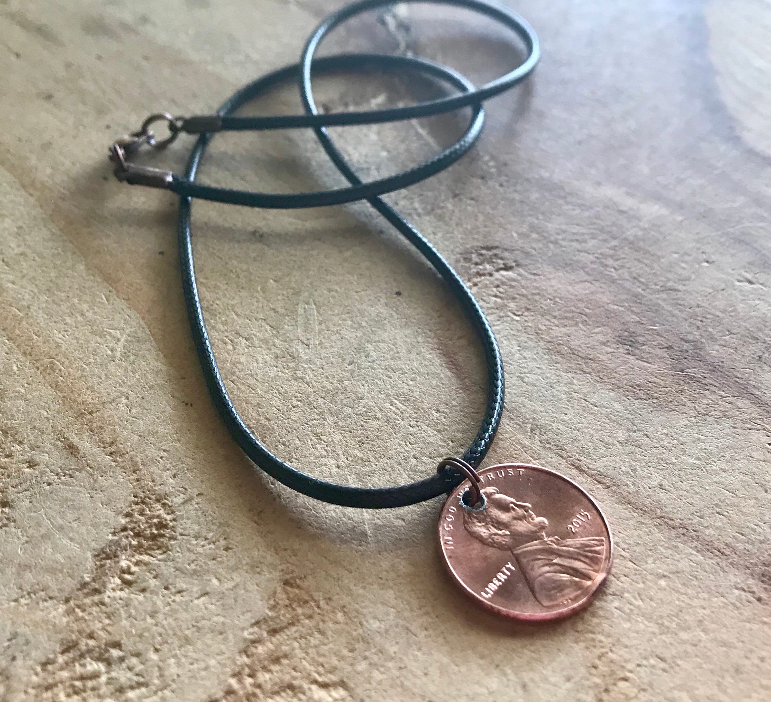 Penny Necklace Pendant Stamped Penny 
