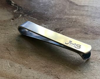 Husband anniversary gift personalized tie clip tie bar silver custom mens gift gift 10 year anniversary tin anniversary tie bar for groom