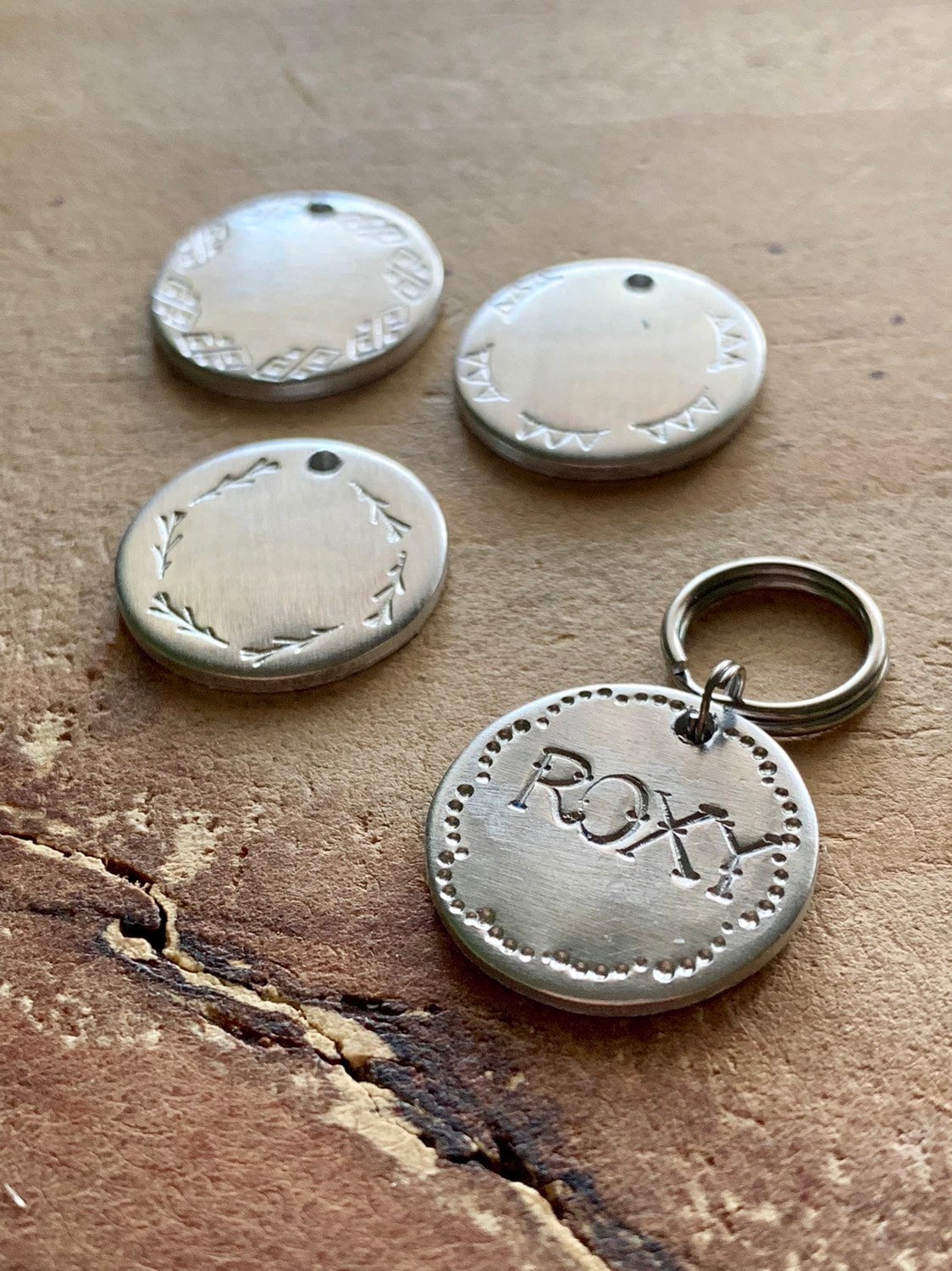 Personalized Pet ID Tag: Hand Stamped Aluminum, 3/4" Circle