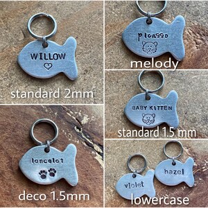 Cat id tag cat tag custom cat tag small pet id tag personalized cat tag cat name tag pet name tag silver name tag fish id tag pet tag image 5