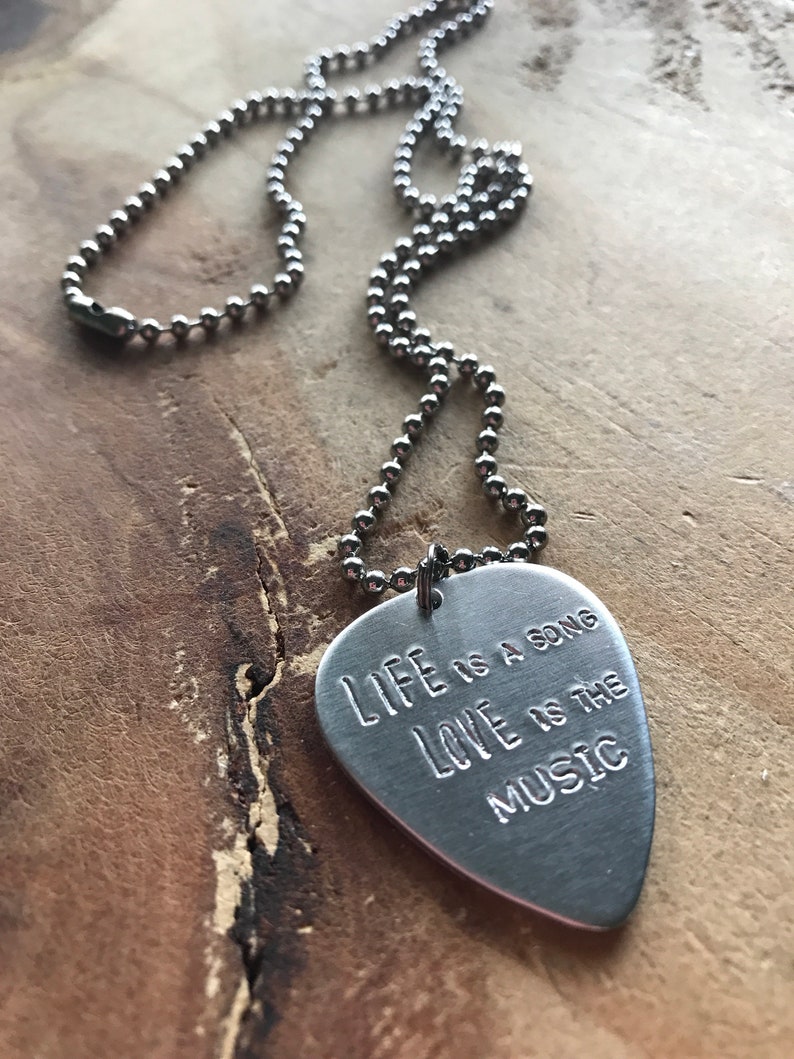 Silver personalized guitar pick necklace custom guitar pick Etsy