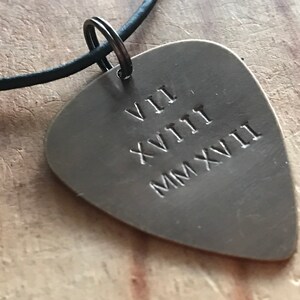 Custom guitar pick necklace personalized guitar pick hand stamped guitar pick guitar pick pendant mens necklace music lover gift pearl jam image 7