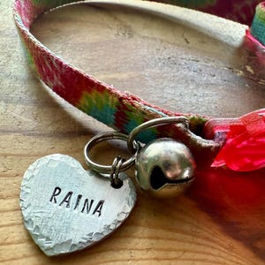 Small pet id tag stamped cat id tag dog id tag custom dog tag heart pet id tag name tag pet tag charm pet tag personalized heart collar tag