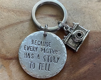 Photographer keychain photographer gift camera keychain camera key chain every picture tells a story camera bag tag camera bag accessories