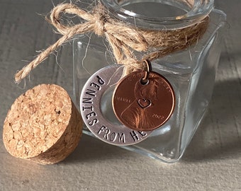 Pennies from heaven jar sympathy gifts Remembrance gifts memorial gift custom penny from heaven loss of a loved one