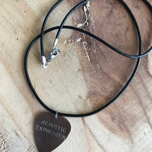 Custom guitar pick necklace personalized guitar pick hand stamped guitar pick guitar pick pendant mens necklace music lover gift pearl jam image 8