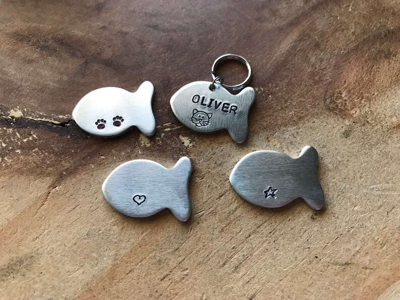 Cat name tag cat tag fish cat id tag cat lover gift pet id tag Etsy