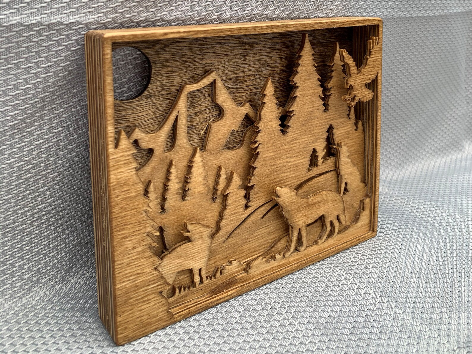 3D Wolf Scene Handmade Scroll Saw Gift Multiple Layers Give Etsy