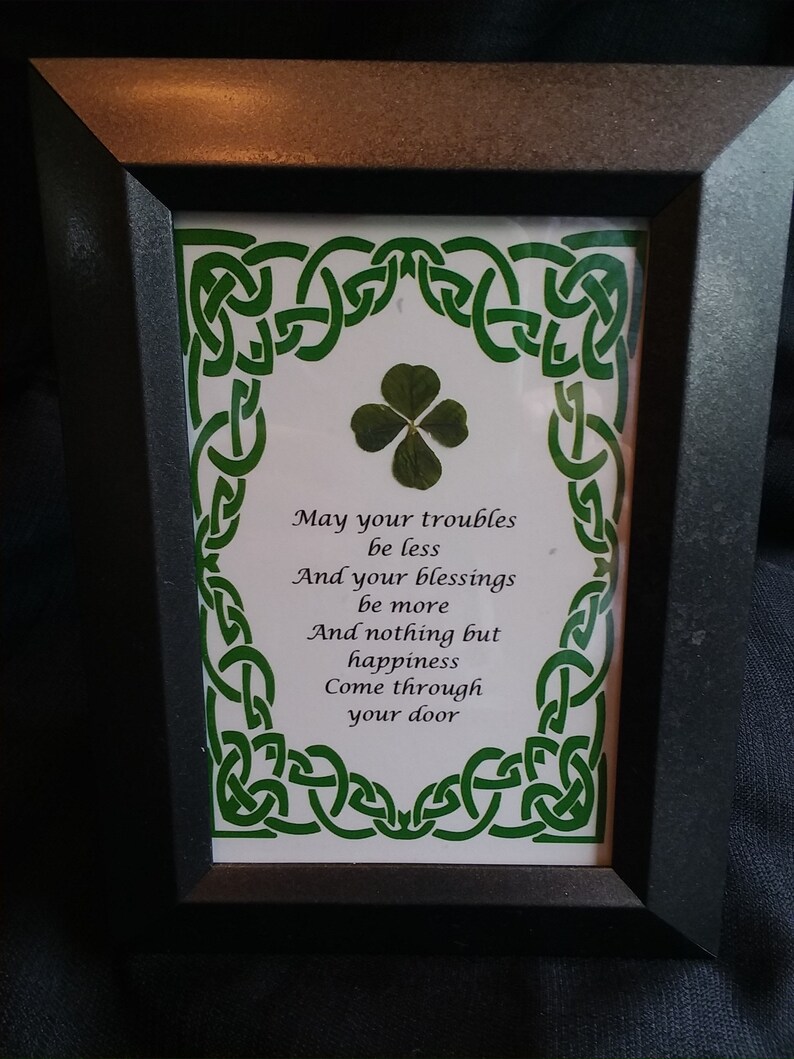 Irish Blessing Home Decor with REAL Four Leaf Clover Etsy
