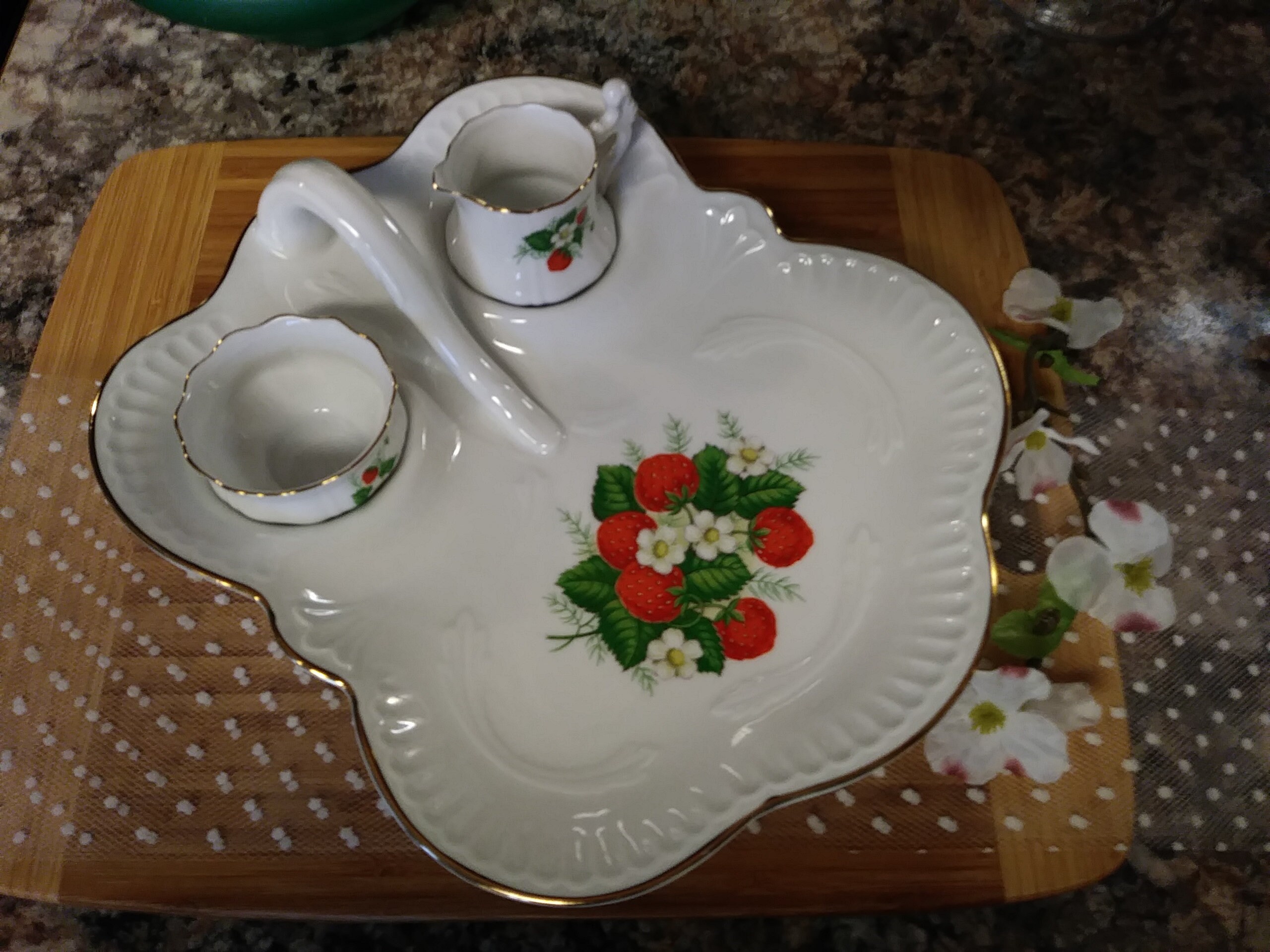 Unique RARE Strawberry Serving Set with OnBoard Creamer and Etsy
