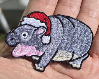 クリスマス ムーデン ピグミーカバ 刺繍パッチ