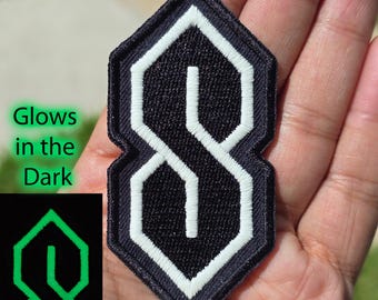 Cool S Patch, Black, Sew-on, Embroidered, Glow-in-the-dark