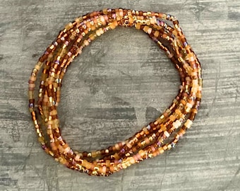 Rich Topaz Abundance Stack Inspired Blend SINGLE Stackable Stretch Dainty Seed Bead Bracelets ~ Handmade Boho Jewelry~