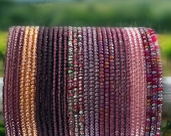 Lavish Vineyard  SINGLE or SET Stackable Stretch Dainty Seed Bead Bracelets ~ Handmade Boho Jewelry~