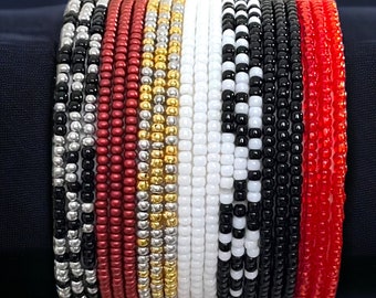 Glamorous Vegas SINGLE or SET Stackable Stretch Dainty Seed Bead Bracelets ~ Handmade Boho Jewelry~