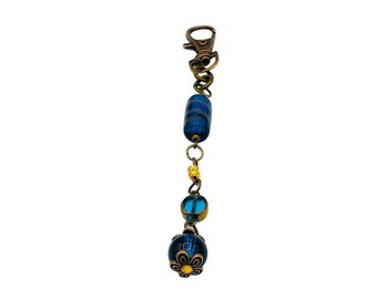 Blue Glass, glass bead, bead Purse charm, keychain, planner charm, purse accessory, beaded purse charm, purse charm, gifts for her