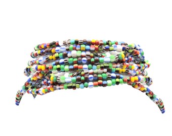 Multi Color Stripe SINGLE or WRAP of stretch seed beads pick your number of wraps for bracelet or necklace ~Handmade Boho Jewelry~