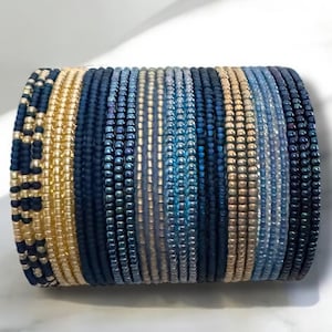 Stunning Montana Gold Stackable SINGLE or SET Stretch Dainty Beaded Bracelets ~ Handmade Boho Jewelry~