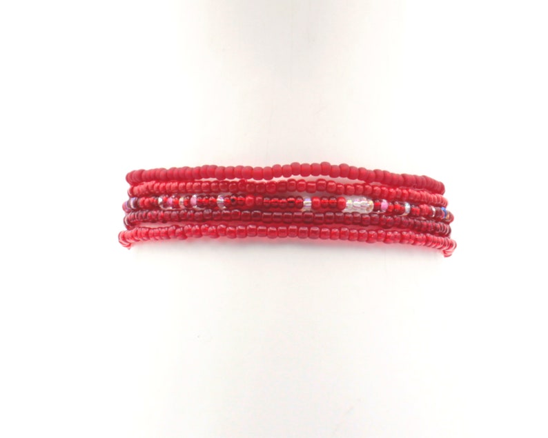 Shades of Red SINGLE or SET Stackable Stretch Seed Bead image 5