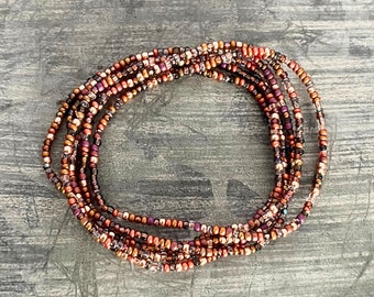 Dazzling Copper State Stack Inspired Blend SINGLE Stackable Stretch Dainty Seed Bead Bracelets ~ Handmade Boho Jewelry~