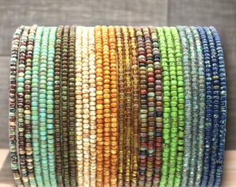 Rustic Picasso Style SINGLE Stackable Stretch Dainty Seed Bead Bracelets ~Handmade Boho Jewelry~