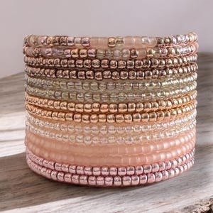 Exquisite Rose Gold Larger Bead Size SINGLE or SET Stackable Stretch Dainty Beaded Bracelets ~ Handmade Boho Jewelry~
