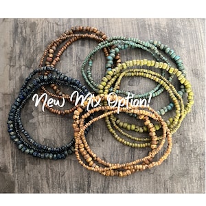 Rustic Picasso Multiple SETs of 3 Dainty Stackable Stretch Dainty Beaded Bracelets ~Handmade Boho Jewelry~