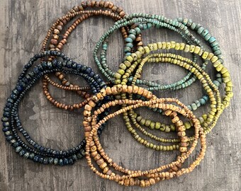 Rustic Picasso Multiple SETs of 3 Dainty Stackable Stretch Dainty Seed Bead Bracelets ~Handmade Boho Jewelry~