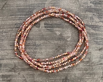 Rose Gold Inspired Blend SINGLE Stackable Stretch Seed Bead Bracelet ~ Handmade Boho Jewelry~