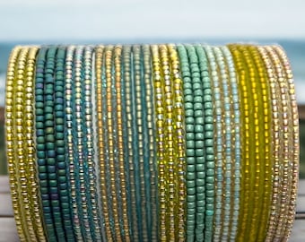 Luminous Atlantis SINGLE or SET Stackable Stretch Dainty Seed Bead Bracelets ~ Handmade Boho Jewelry~