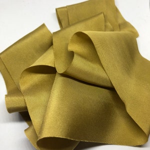 Cinta habotai de seda teñida a mano KHAKI GOLD/teñido de plantas/teñido ecológico/cinta de boda/cinta de ramo/cinta de estilo/apoyo de foto/cinta de regalo
