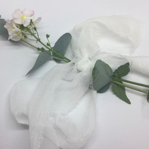 WHITE recycled silk chiffon ribbon//stationery ribbon//gift ribbon//floral ribbon